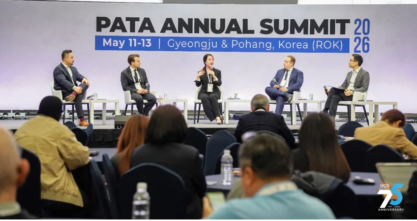 PATA Annual Summit 2026에서 타이드스퀘어 장소은 글로벌사업개발 이사가 글로벌 관광 플랫폼 관계자들과 디지털 관광 전략에 대해 논의하고 있다.