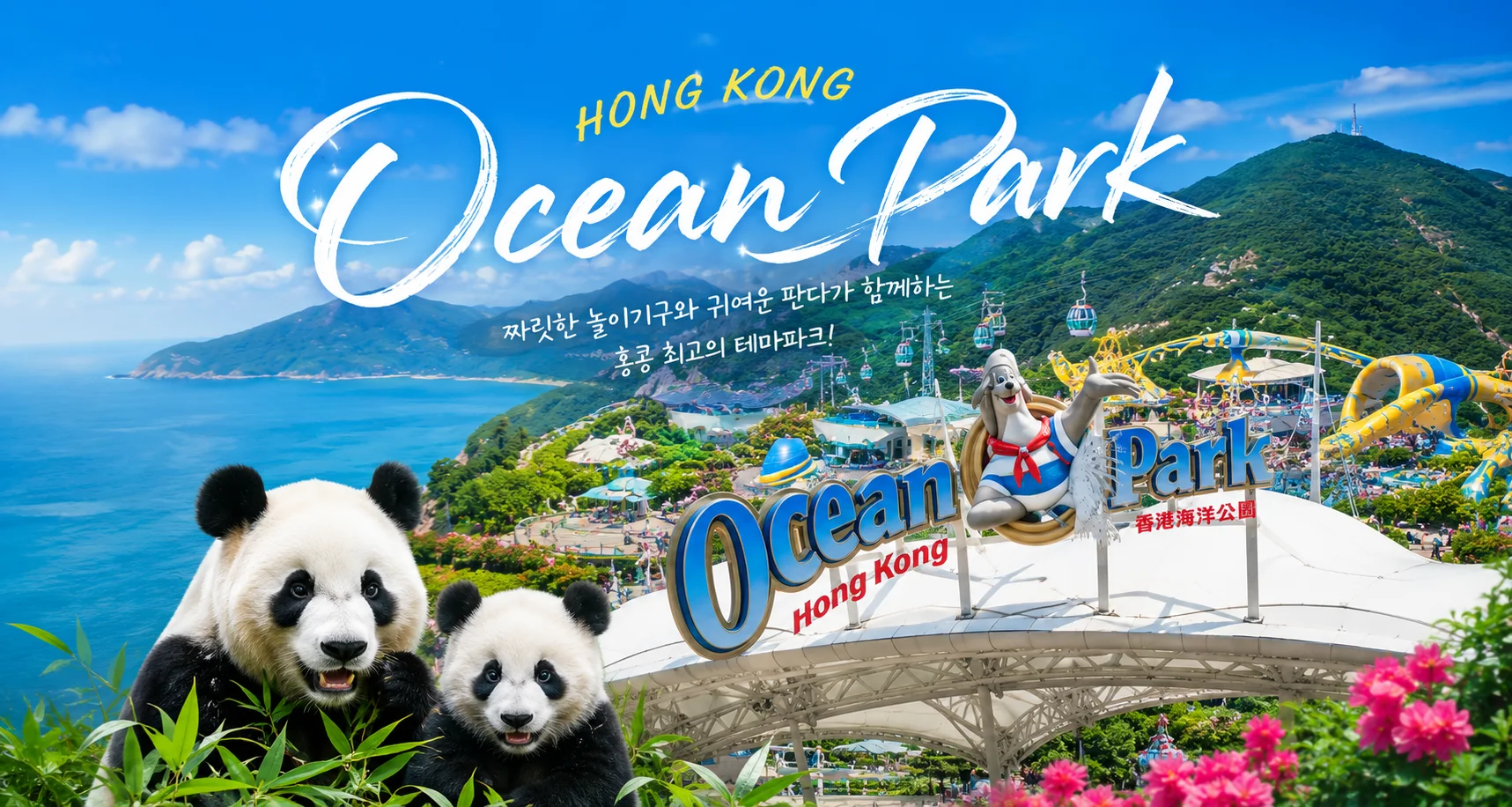 홍콩 오션파크의 쌍둥이 판다