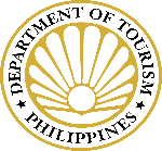 필리핀 관광부(Department of Tourism)의 공식 로고로, 금색 원형 테두리 안에 진주가 담긴 모습